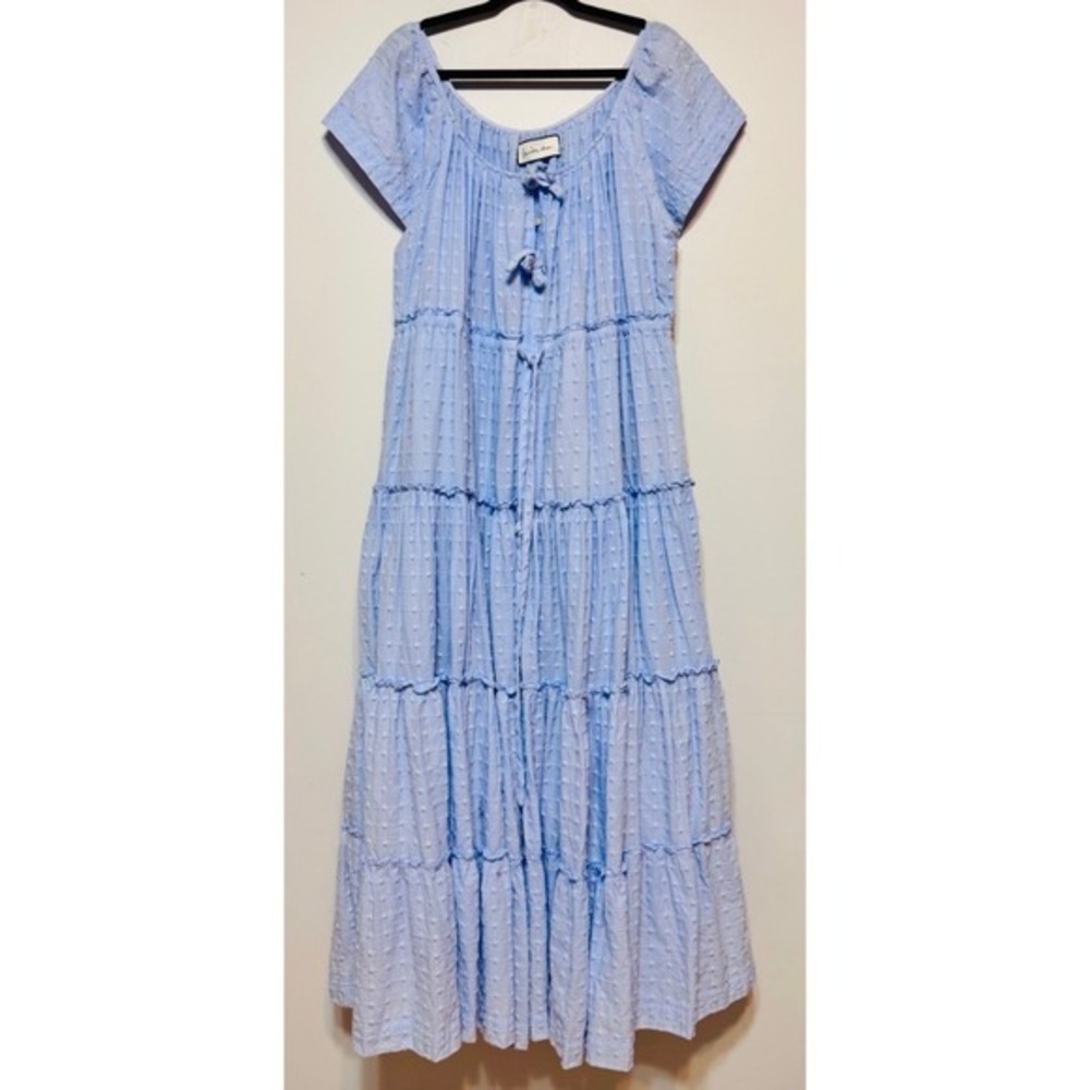 Innika Choo Alotta Gut Peasant Blue Tiered Maxi Dress Sz 3/Large Cottagecore‎ - Picture 4 of 7